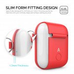 Wholesale Apple Airpods Charging Case Protective Silicone Cover Skin with Hang Hook Clip (Red)